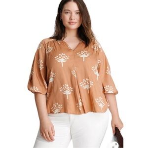 Anthropologie Dolan Alvia Peasant Top Blouse Shirt size Large Petite